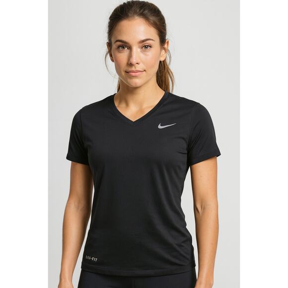 Nike pro combat fitted M womens black active performance top v neck casual run - Picture 1 of 6